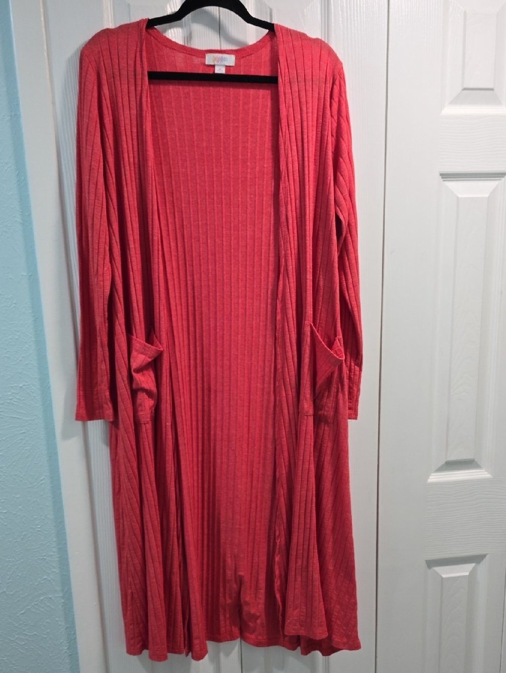 LuLaRoe Coral Pink Long Sleeve Ribbed Cardigan